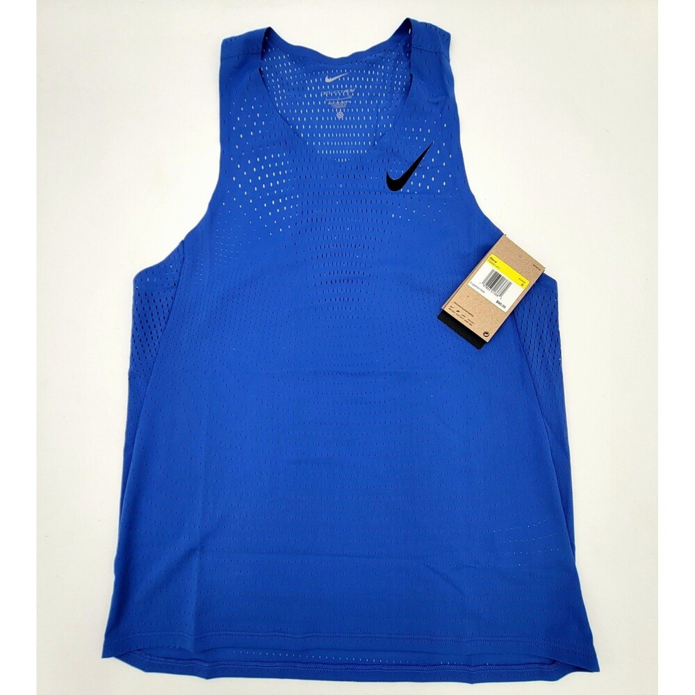 Nike Aeroswift ADV Running Singlet Tank Top Men's Small Blue FN4231-411 NWT
